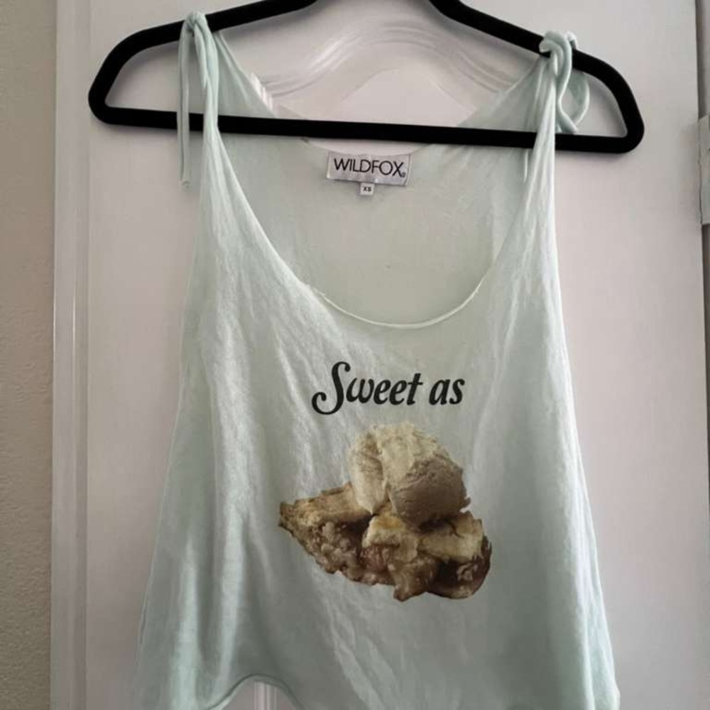 Wildfox Mint Green "Sweet as" Tie-Shoulder Tank